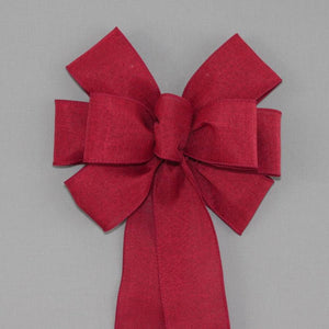 Burgundy Rustic Linen Wreath Bow - Package Perfect Bows