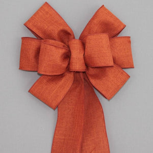 Burnt Orange Rustic Linen Burlap Bow - Package Perfect Bows