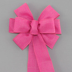 Hot Pink Rustic Linen Wreath Bow - Package Perfect Bows