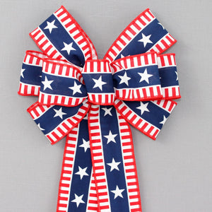 Stars Stripes Patriotic Wreath Bow - July 4th Decorations, Patriotic Wreath Bow, Front Door Decorations