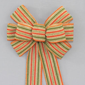 Fall Stripe Burlap Wreath Bow 