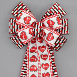 Love Gingham Heart Stripe Valentine's Day Wreath Bow 