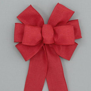 Red Rustic Linen Wreath Bow - Package Perfect Bows