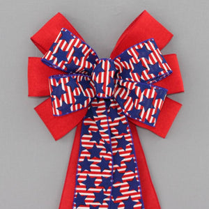 Striped Stars Patriotic Wreath Bow - Package Perfect Bows