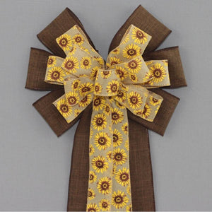 Sunflower Brown Rustic Linen Bow - Package Perfect Bows