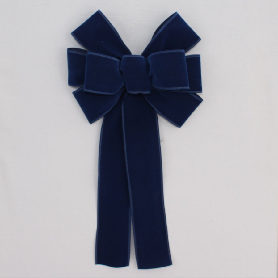 Navy Blue Velvet Wire Edge Christmas Bow 