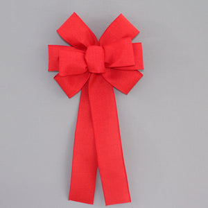 Red Rustic Linen Wreath Bow