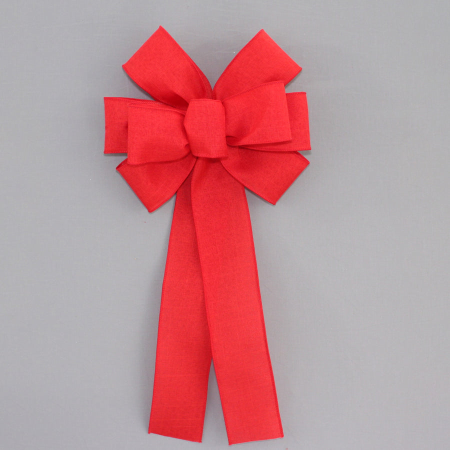 Red Rustic Linen Wreath Bow