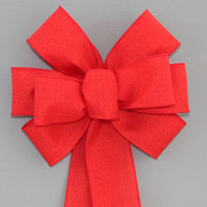 Red Rustic Linen Wreath Bow