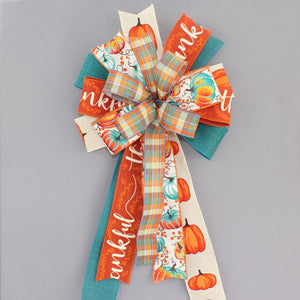 Teal Pumpkin Thankful Fall Wreath Bow - Fall Wreath Bow, Pumpkin Wreath Bow