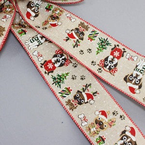 Christmas Dogs Wreath Bow - Christmas Wreath Bow, Christmas Decorations