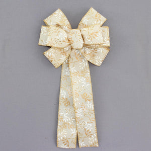 Christmas Gold Branch Spray Wreath Bow - Christmas Wreath Bow, Christmas Garland Bow