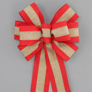 Red and Natural Rustic Wreath Bow - Package Perfect Bows