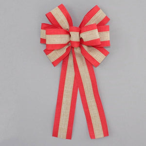 Red and Natural Rustic Wreath Bow - Package Perfect Bows