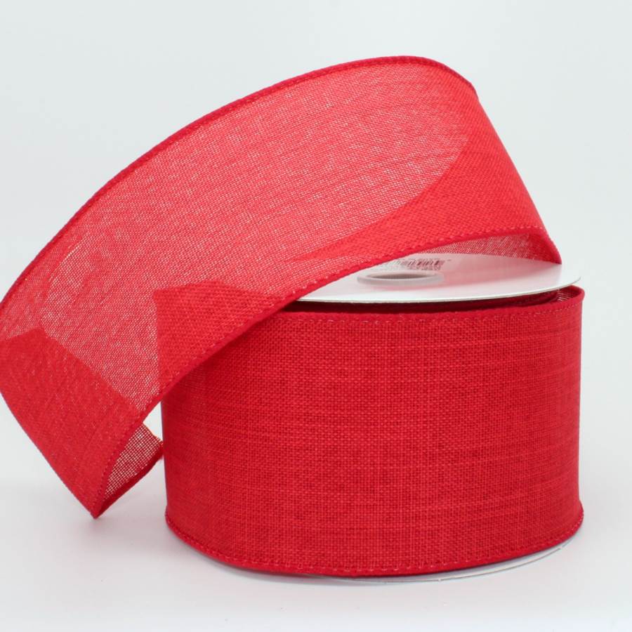 2.5" Red Linen Wire Edge Ribbon (10 yards)