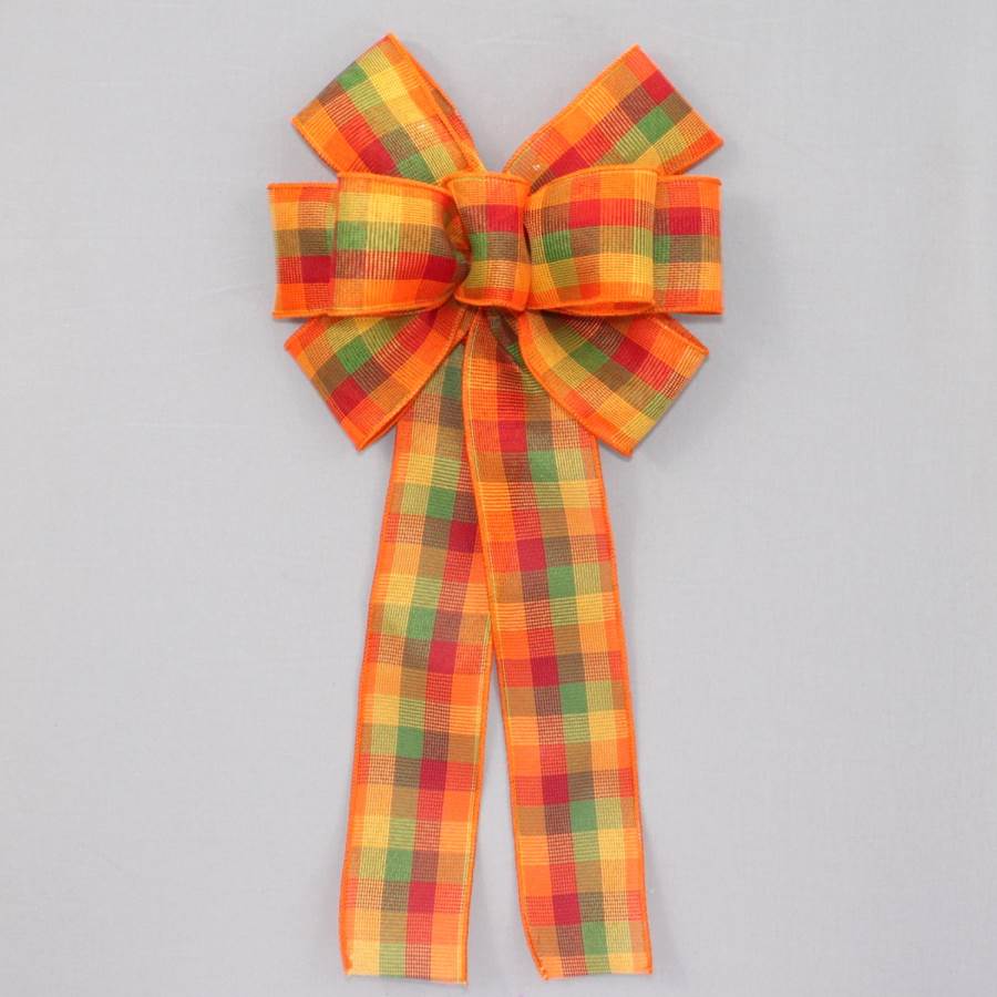 Vibrant Fall Plaid Wreath Bow