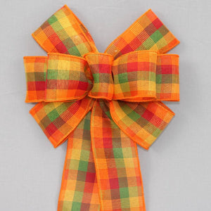 Vibrant Fall Plaid Wreath Bow