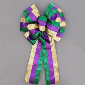 Mardi Gras Metallic Stripe Bow - Package Perfect Bows