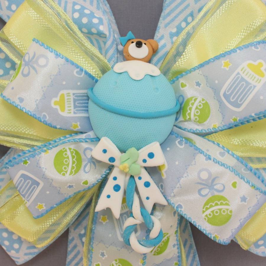 Blue Bear Boy Baby Shower Bow - Package Perfect Bows