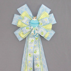 Blue Bear Boy Baby Shower Bow - Package Perfect Bows
