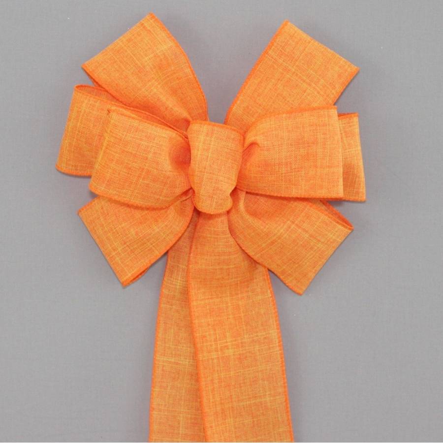 Orange Rustic Linen Wreath Bow - Package Perfect Bows