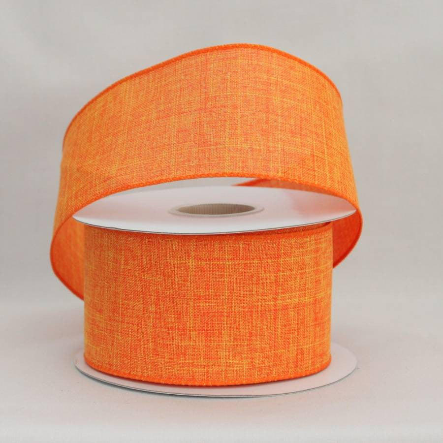 2.5" Orange Linen Wire Edge Ribbon (10 yards) - Package Perfect Bows