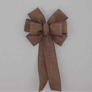 Brown Rustic Linen Wreath Bow - Package Perfect Bows