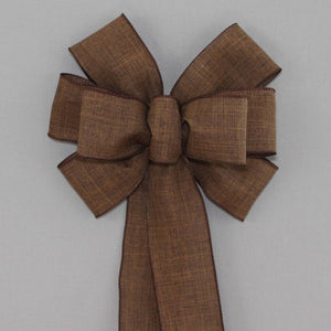 Brown Rustic Linen Wreath Bow - Package Perfect Bows