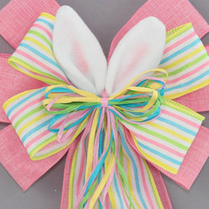 Bunny Ears Pink Easter Wreath Bow - Package Perfect Bows