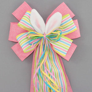 Bunny Ears Pink Easter Wreath Bow - Package Perfect Bows