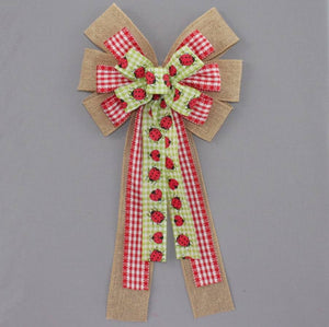 Ladybug Gingham Burlap Wreath Bow - Package Perfect Bows