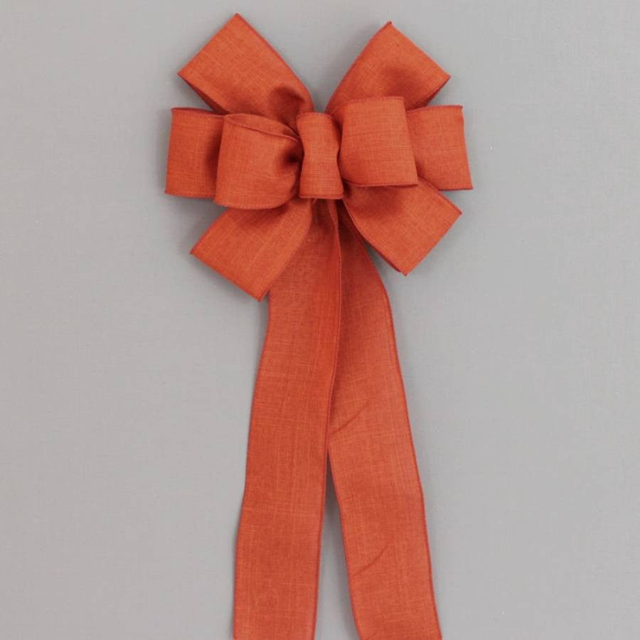 Burnt Orange Rustic Linen Burlap Bow - Package Perfect Bows