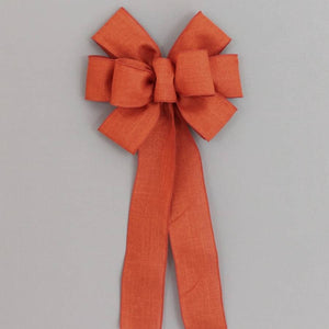 Burnt Orange Rustic Linen Burlap Bow - Package Perfect Bows