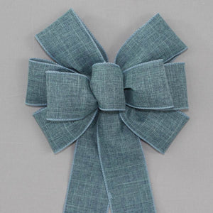 Denim Blue Rustic Linen Wreath Bow
