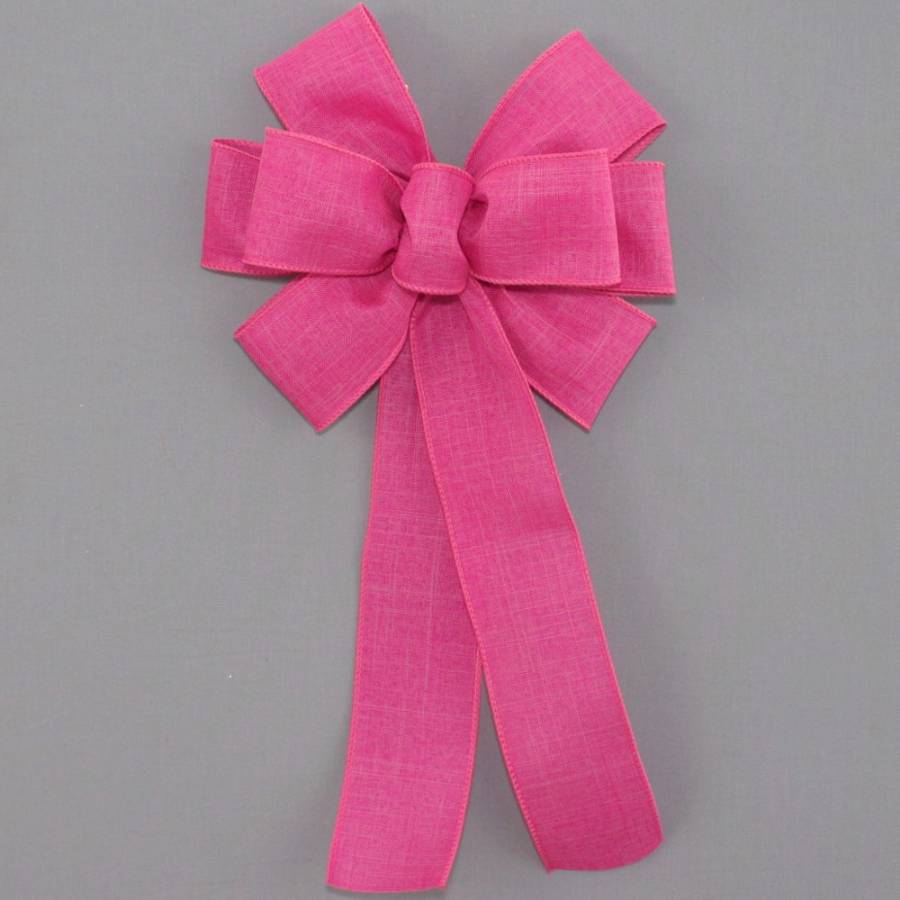 Hot Pink Rustic Linen Wreath Bow - size and color options - Package Perfect  Bows