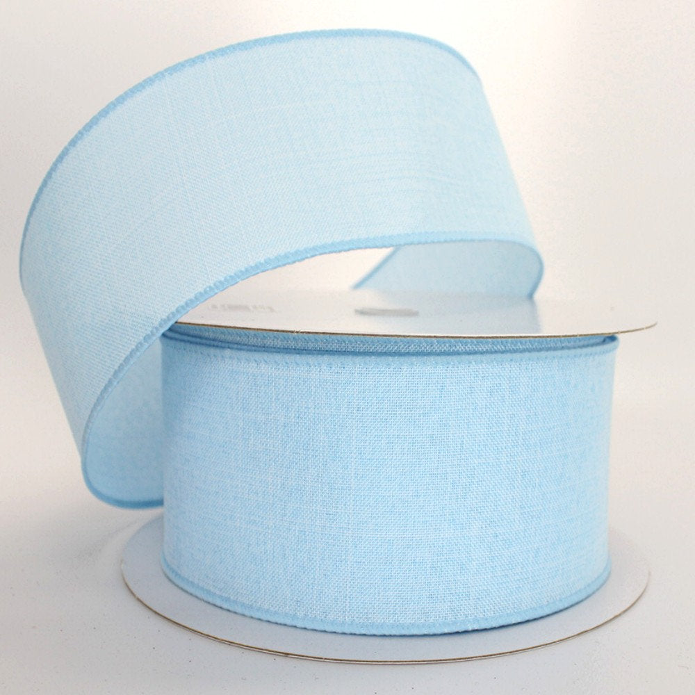 2.5 Light Blue Linen Wire Edge Ribbon - Package Perfect Bows