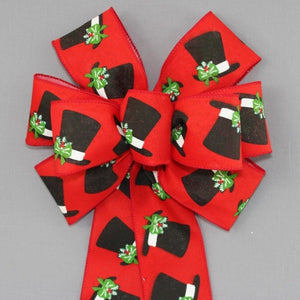 Snowman Top Hat  Rustic Christmas Wreath Bow 