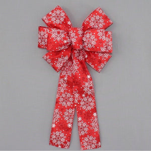 Red Sparkle Snowflake Christmas Wreath Bow 