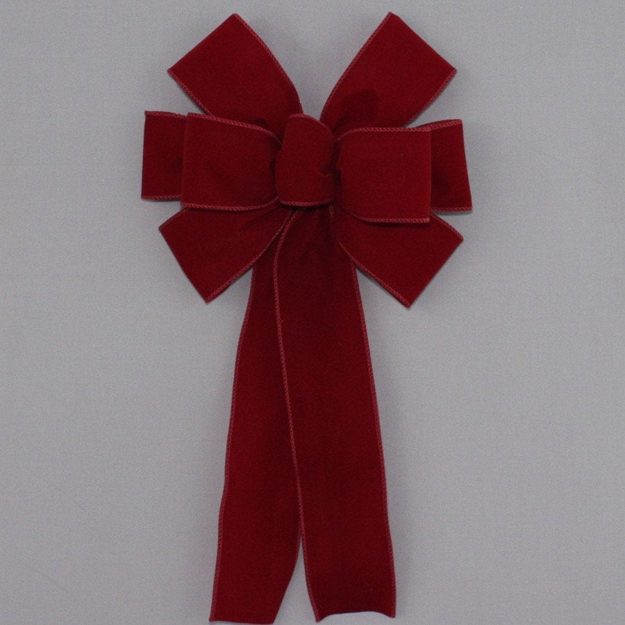 Burgundy Velvet Wire Edge Christmas Bow 