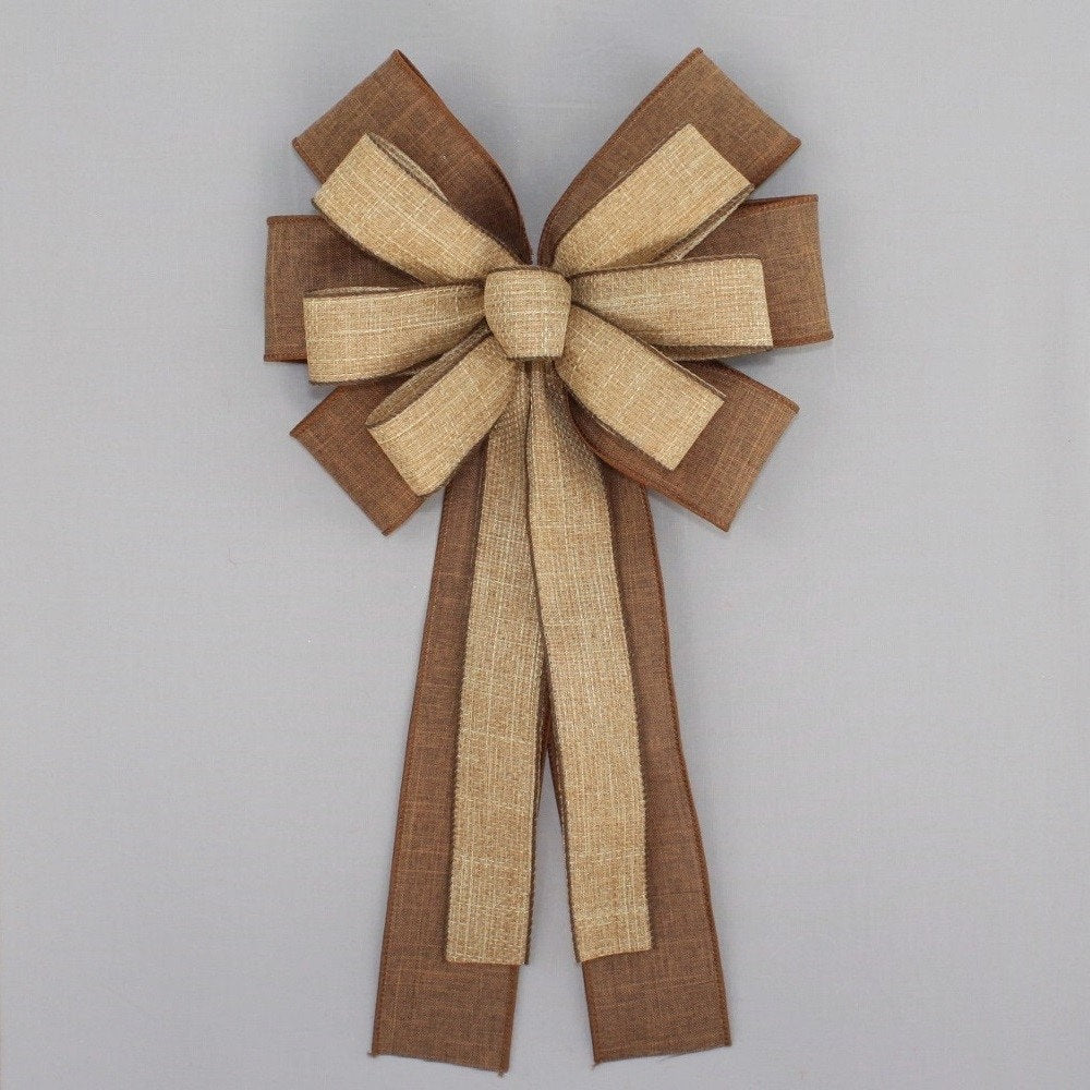 Rustic Fall Bow Brown Fall Rustic Wreath Bow - 10