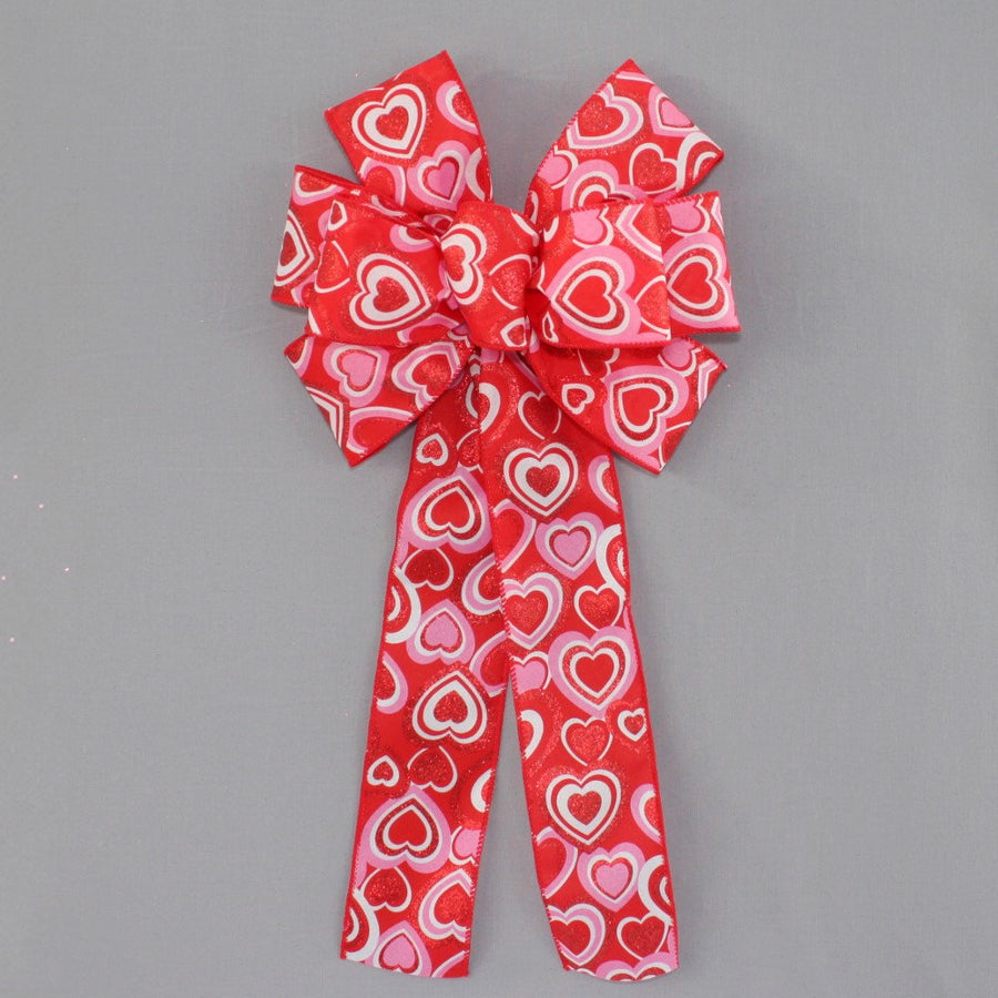 Red Sparkle Hearts Valentine's Day Bow 