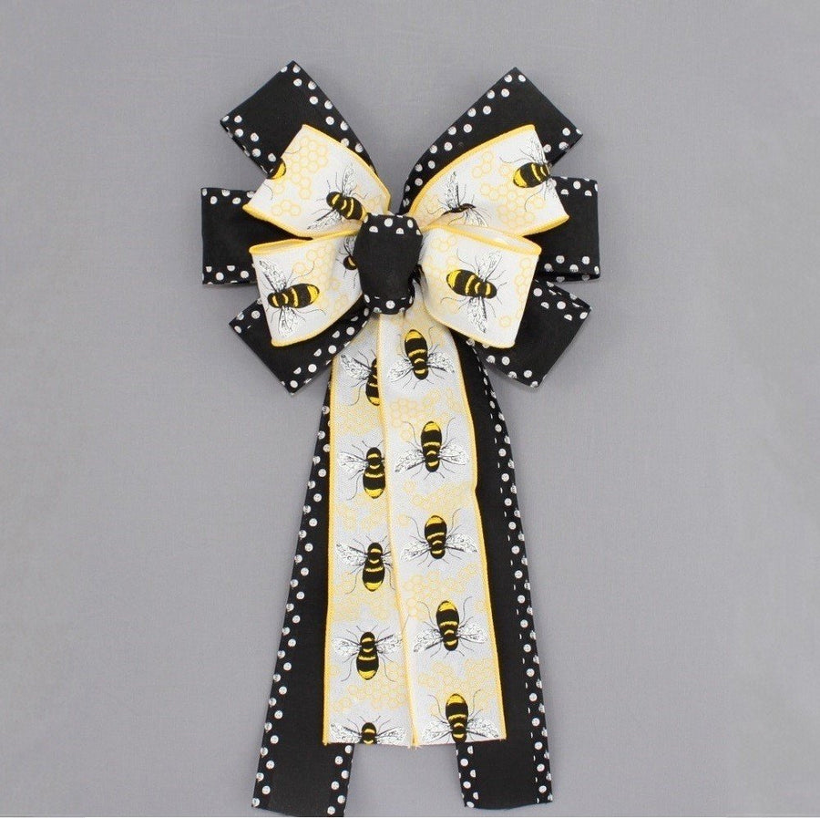 Honeycomb Bumble Bee Spring Wreath Bow 