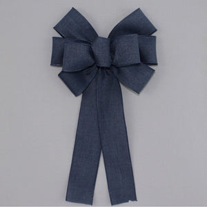 Navy Blue Rustic Wreath Bow 