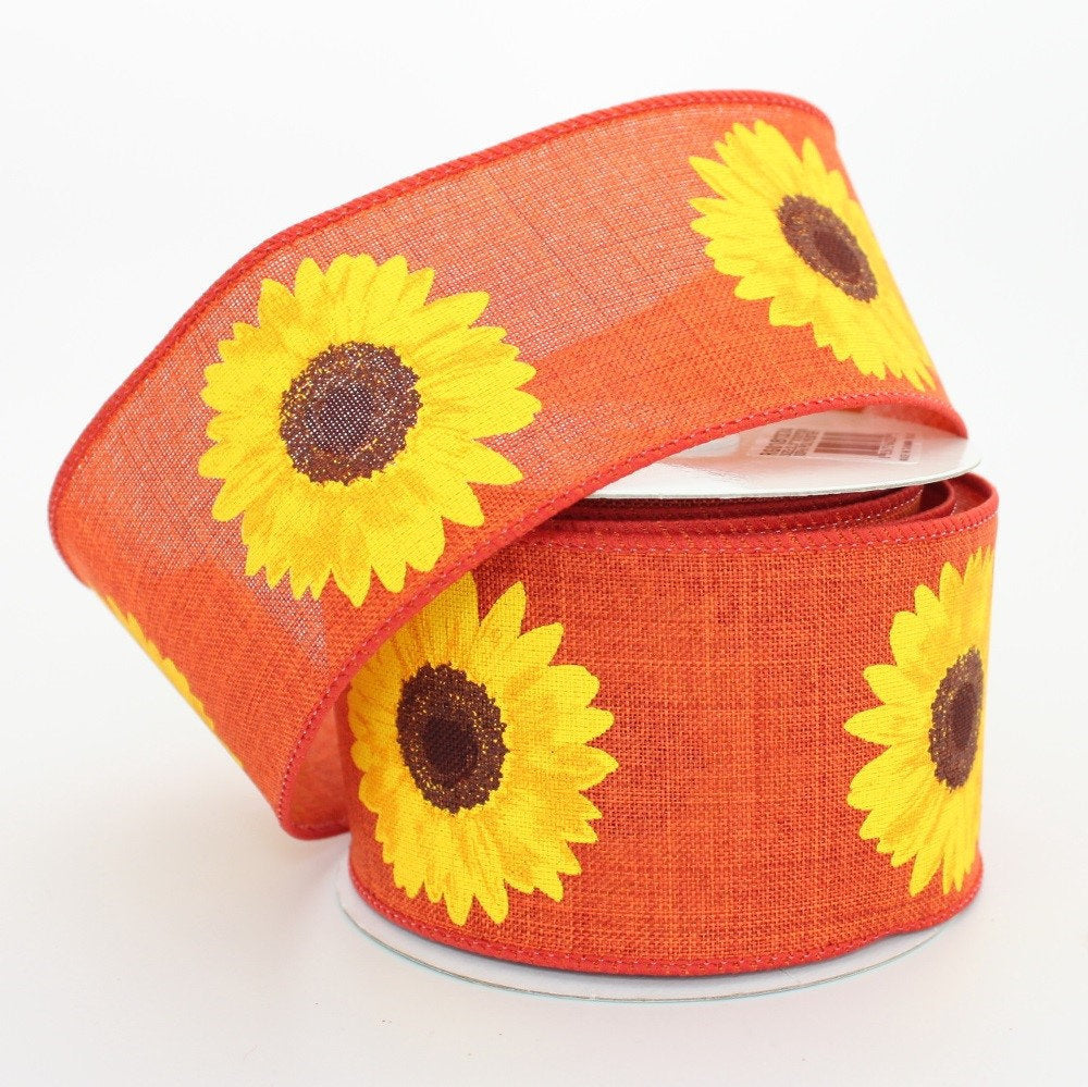 2 Wired Orange Burlap Ribbon 10 Yard 