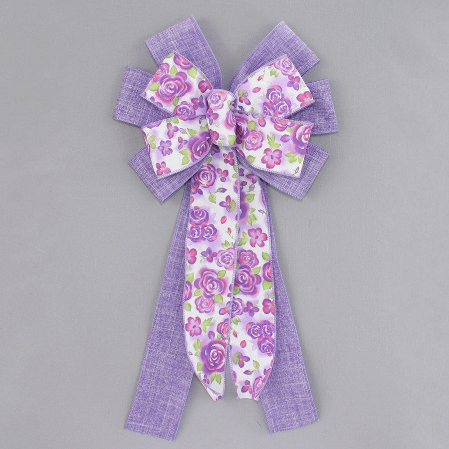 Watercolor Floral Lavender Spring Wreath Bow 