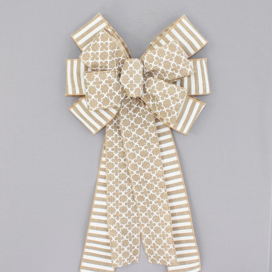 Marrakesh Cabana Stripe Natural Wreath Bow 