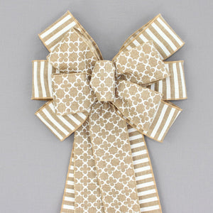 Marrakesh Cabana Stripe Natural Wreath Bow 