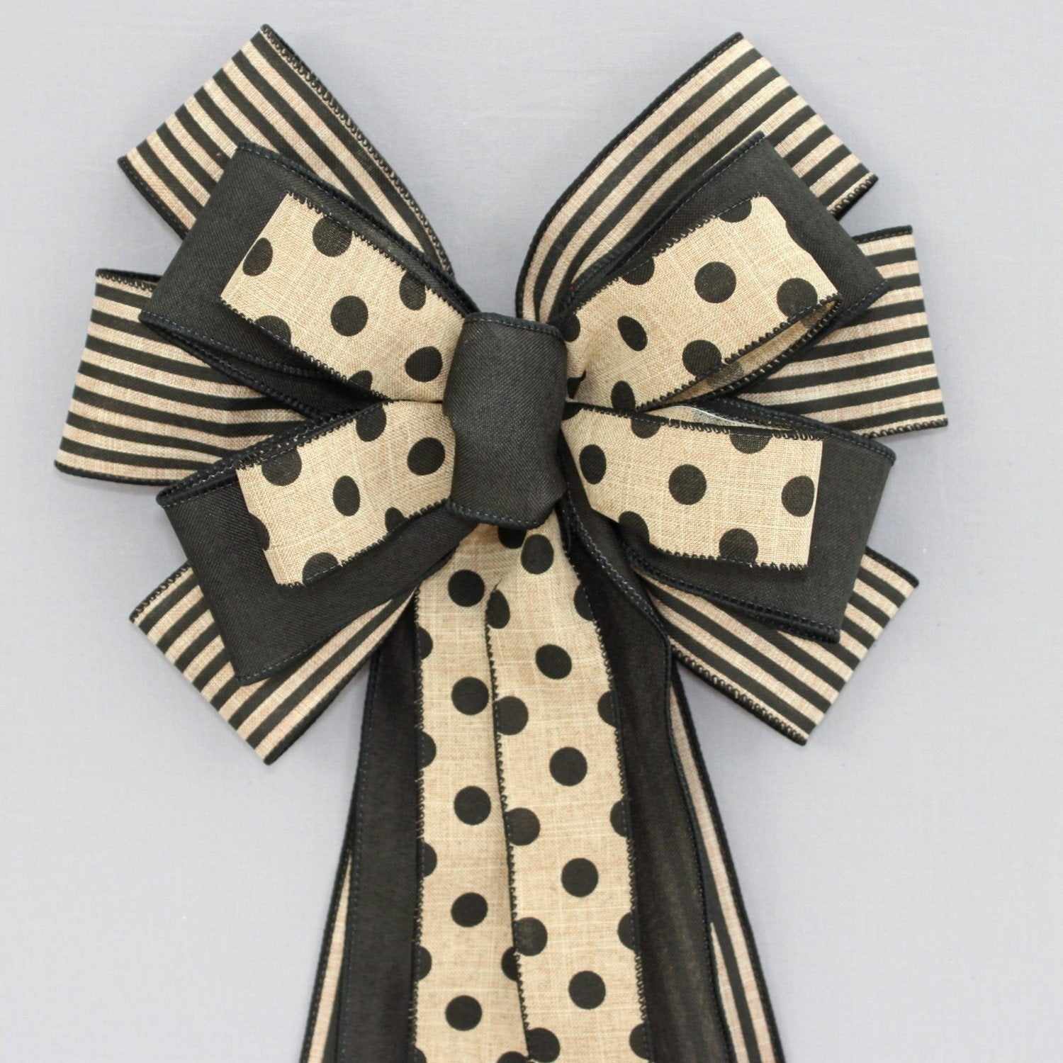 Natural White Chevron Burlap Wreath Bow - available in 2 sizes - Package  Perfect Bows