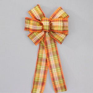 Fall Field Stitch Plaid Wreath Bow 