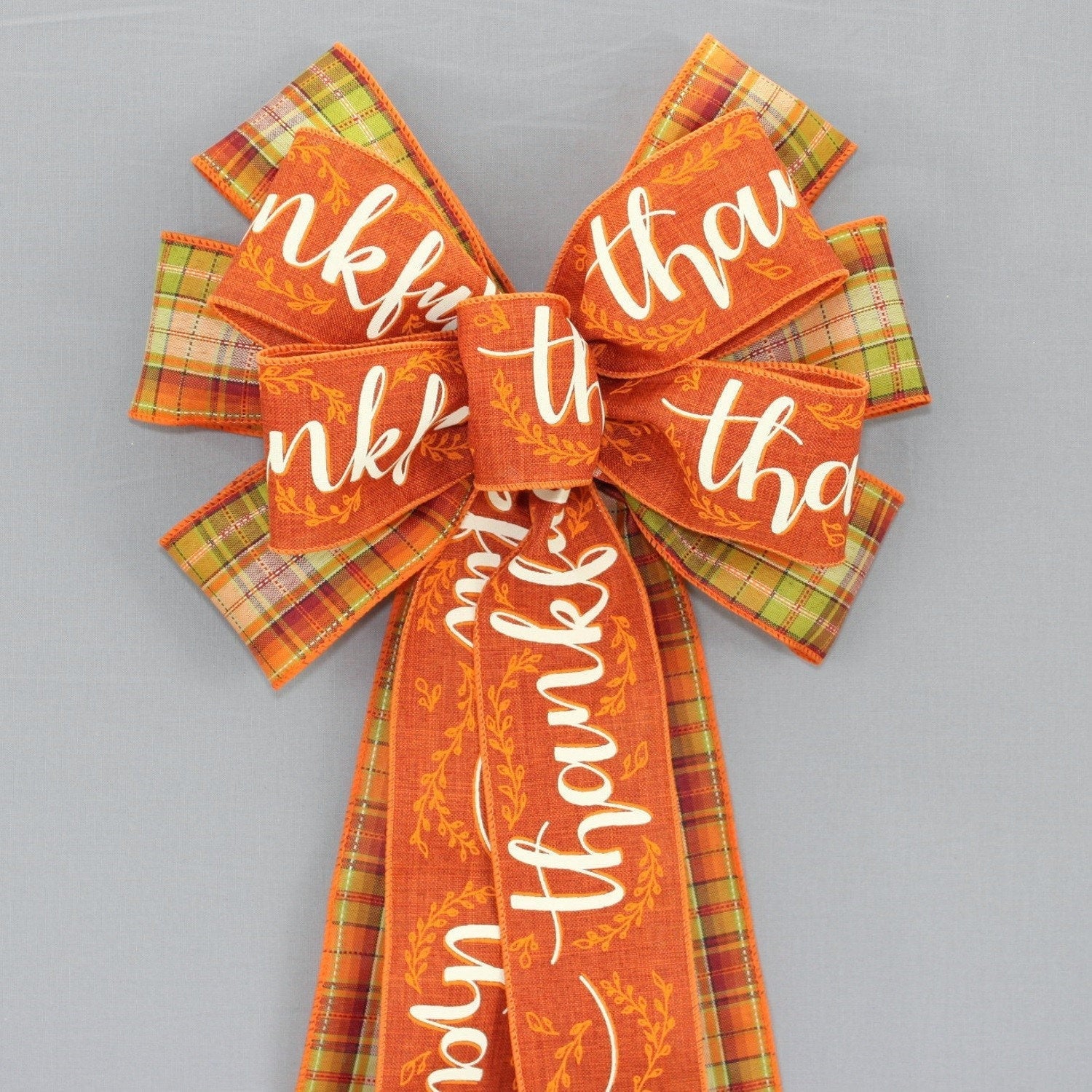 Extra Large Fall Wreath Bows Orange Buffalo Plaid Bows Thanksgiving Burlap  Bows Wreath Bows